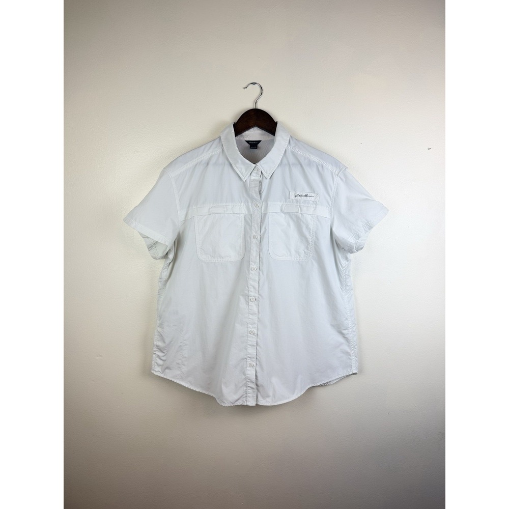 Eddie Bauer Women's Rainier Performance Short Sleeve Shirt White XL